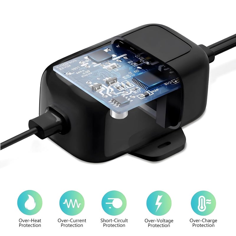 ALERTCAM Outdoor Power Adapter for Ring Stick Up Cam Battery/Plug-in 3rd Gen, 25ft Weather Resistant Charging Cable with Barrel Plug Continuously Charge Your Security Camera, Black - Image 3